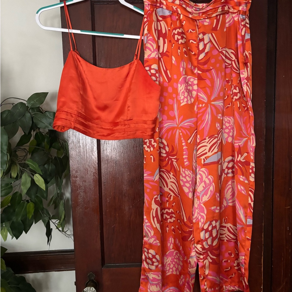 House of Harlow 1960 Orange and Pink Patterned Jumpsuit